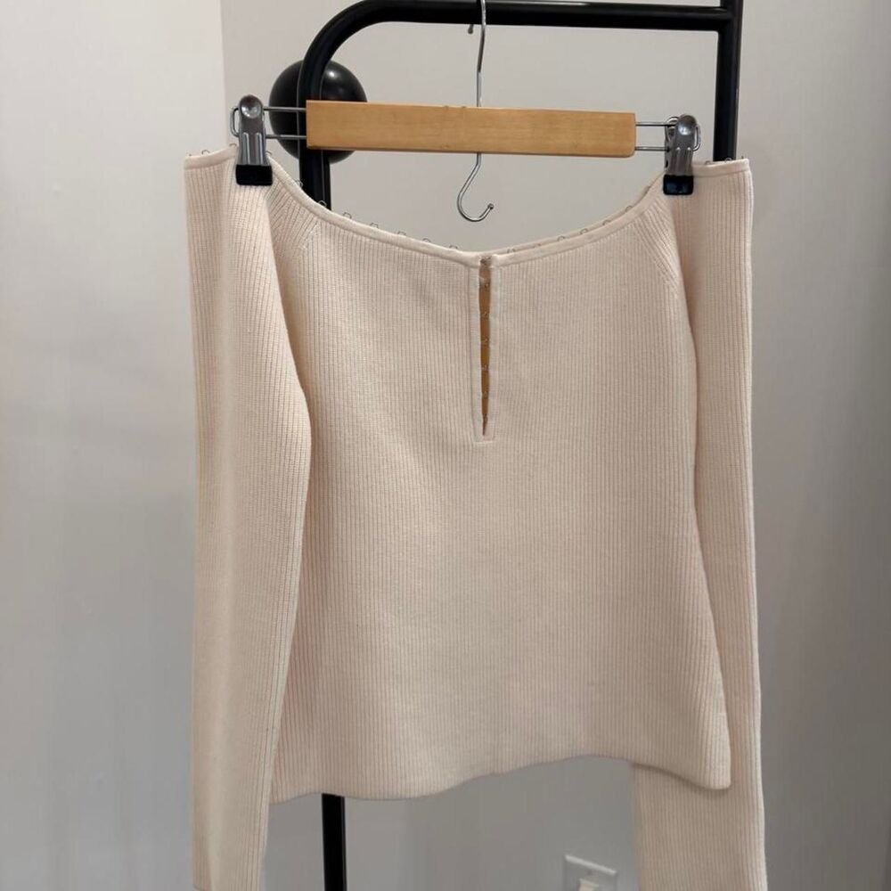 Helmut-lang Women's Cream and Black Top